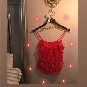 Pink ruffled tank top